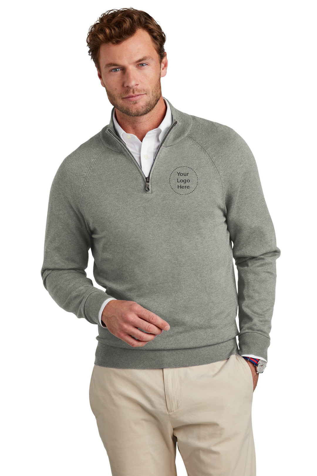 Keller Williams NEW KW-BB18402 Brooks Brothers® Men's Cotton Stretch 1/4-Zip Sweater 