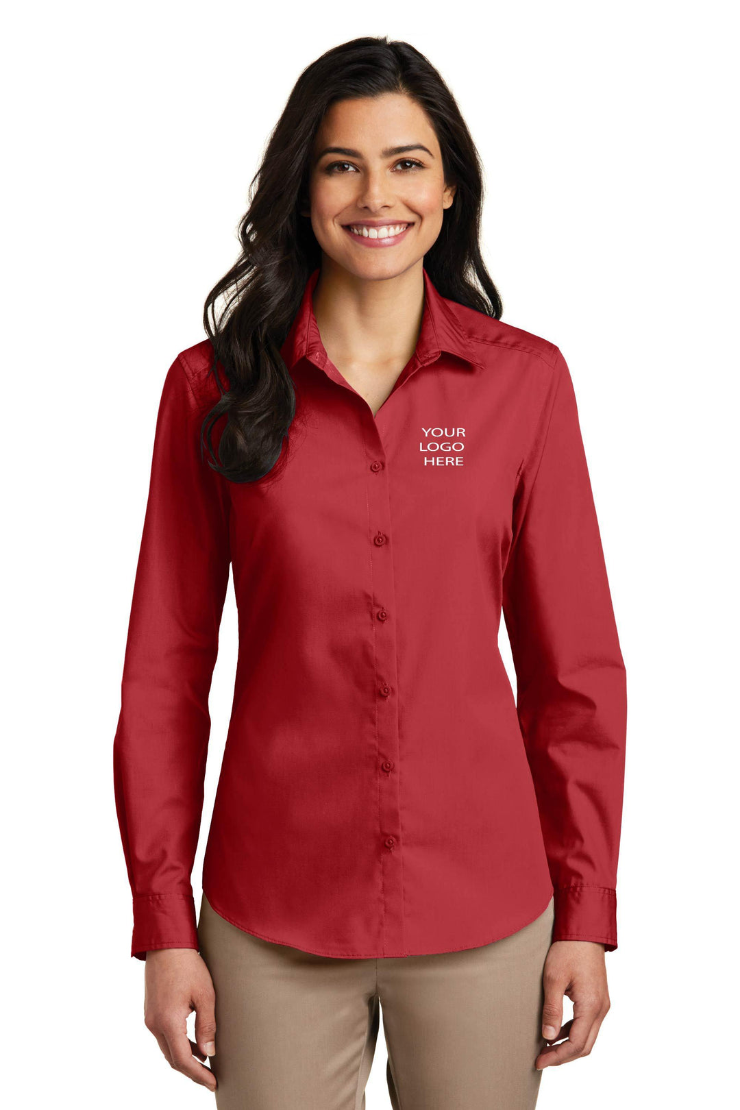 Keller Williams KW-SMLW100 Ladies PA Long Sleeve Carefree Polo Poplin Shirt 