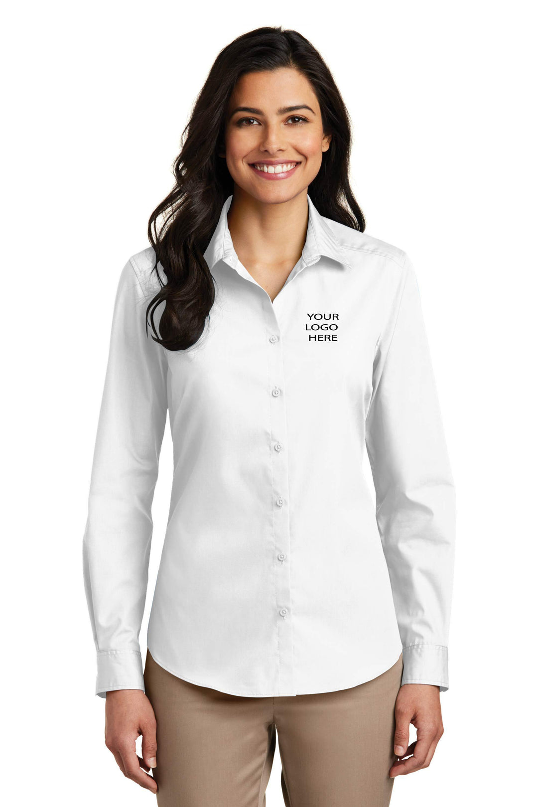 Keller Williams KW-SMLW100 Ladies PA Long Sleeve Carefree Polo Poplin Shirt 