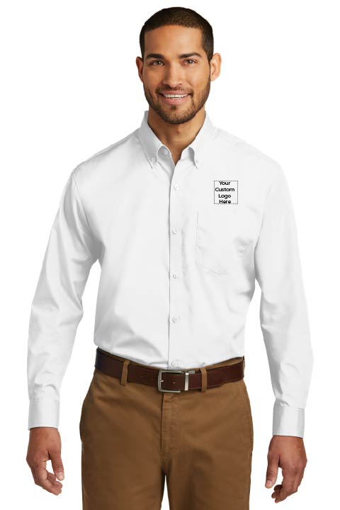 Keller Williams KW-SMW100 Men's PA® Long Sleeve Carefree Polo Poplin Shirt 